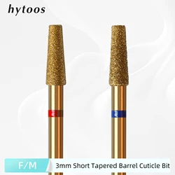 HYTOOS 3mm Tapered Cuticle Clean Nail Drill Bit, Titanium Russian Diamond Nail Bits Nail Cleaner Accessories for Dead Skin