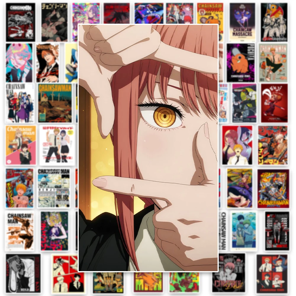 أنيمي 60 قطعة/المجموعة بالمنشار رجل ملصقات Denji Pochita Makima Reze الطاقة Diy بها بنفسك دفتر حقيبة ملصقات الزخرفية هدية عيد