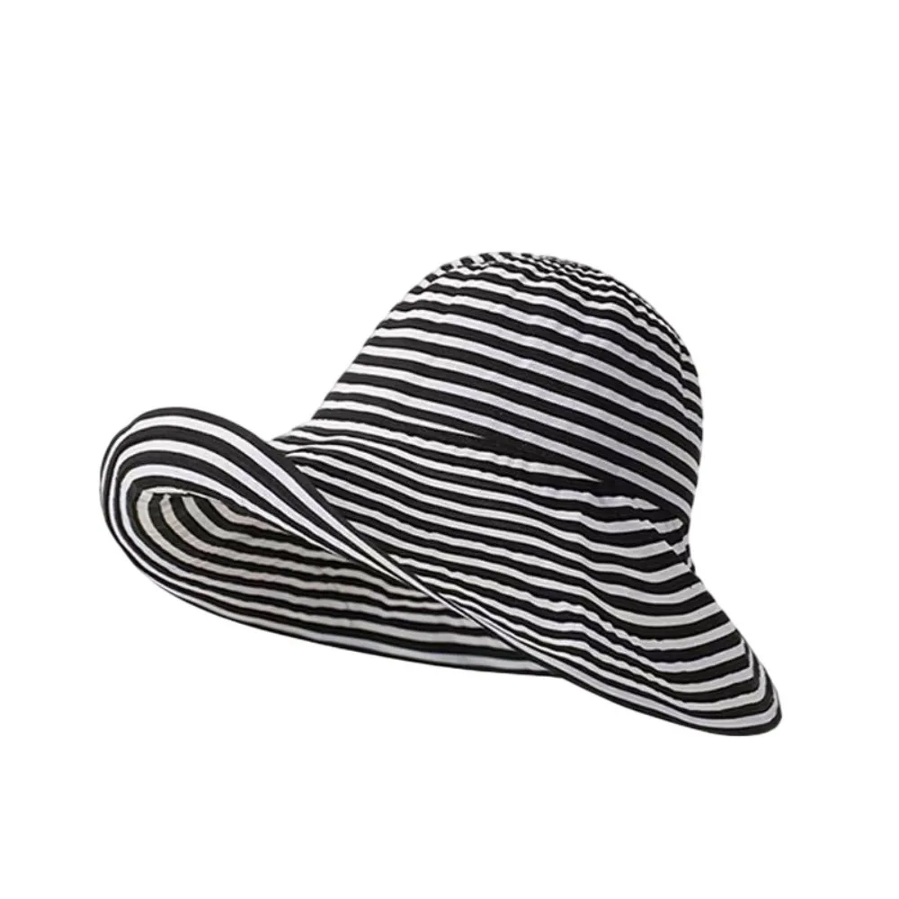 

New Breathable Stripe Fisherman Hat Lightweight Wide Brim Sun Hats Foldable UV Protection Summer Hats Outdoor Mountaineering