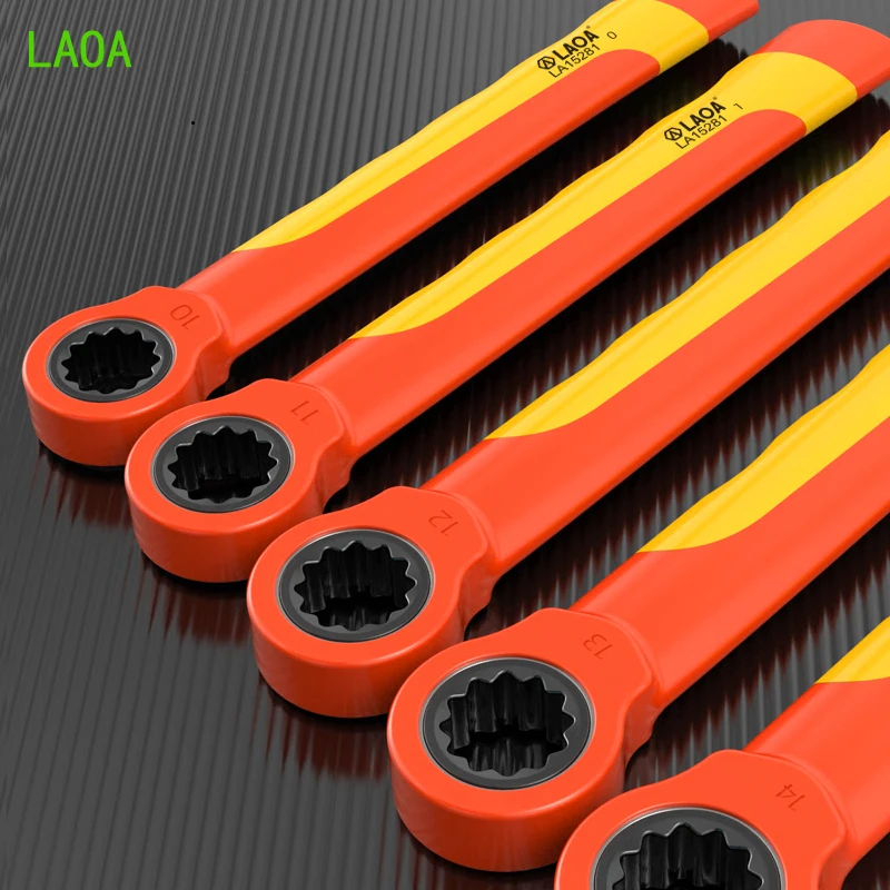 Chave de catraca isolada LAOA tipo flor de ameixa, suporta tensão de 1000V, ferramenta especial para reparo automotivo, chave elétrica tipo flor de ameixa.