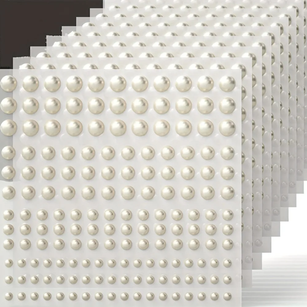 1650pcs สติกเกอร์มุกกาว,Nicpro 4 ขนาด Stick ON แต่งหน้าเพิร์ลอัญมณีสีขาวอัญมณีตกแต่งสําหรับใบหน้า,Body,เล็บ,ผม