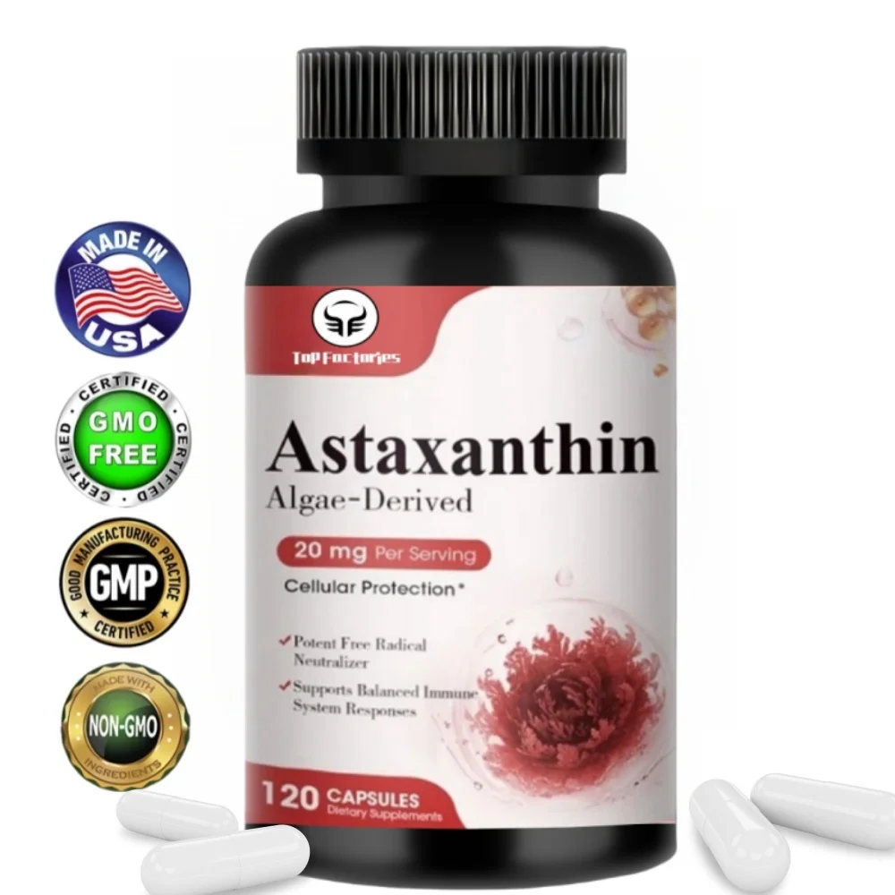 

Astaxanthin Capsules 20mg Promotes Cardiovascular Health and Accelerates Metabolism supporting Eye, Joint & Skin Health