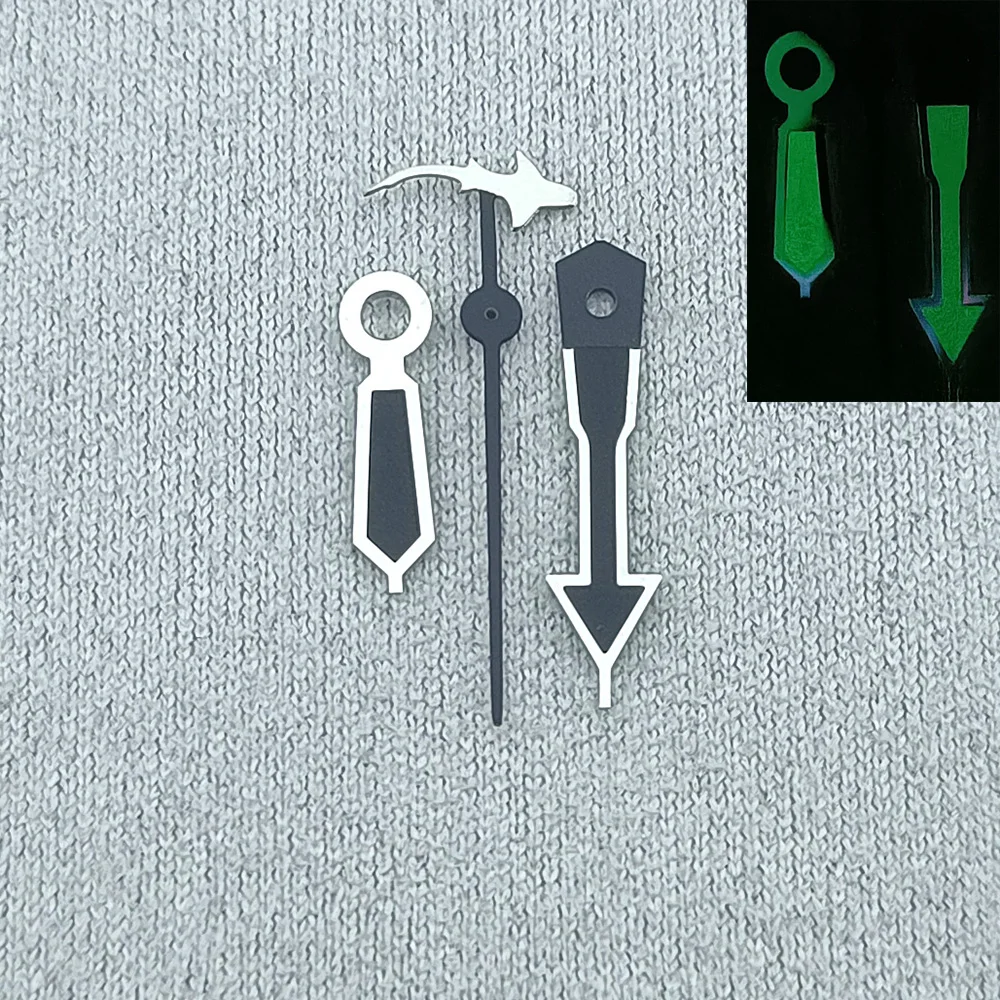 عقارب الساعة المصقولة nh35 nh36، مؤشر ساعة مضيئة باللون البني والأخضر، عقارب برتقالية سوداء #6