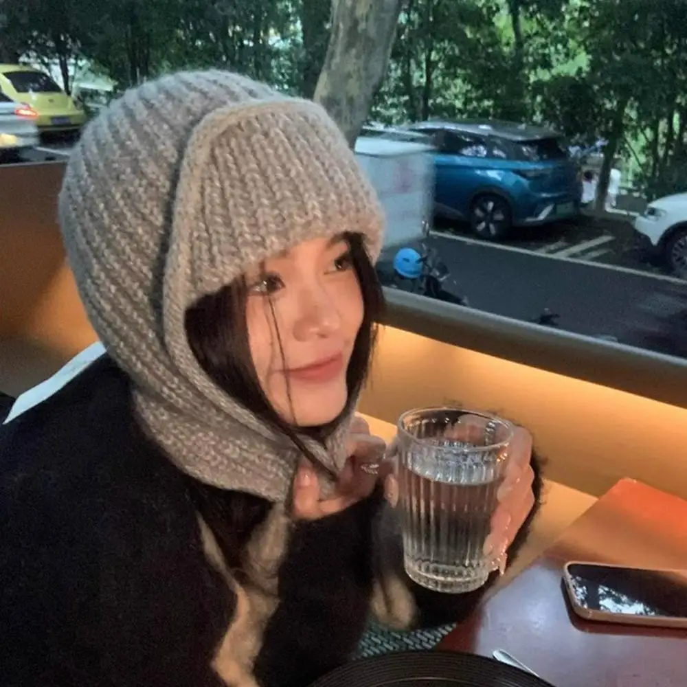 冬用ニット帽子セット 暖かい耳保護フライトキャップ ソフトウールヘッドスカーフ付き ゆったりとした顔に優しいニットイヤーマフハット