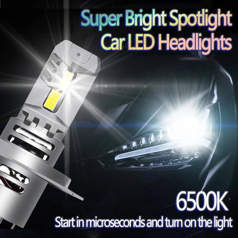 

Универсальная 6500K H4 автомобильная светодиодная лампа для фар, супер яркий прожектор Canbus, дальний и ближний свет, высокая мощность, светодиодный диод, турбо-автоматический светильник