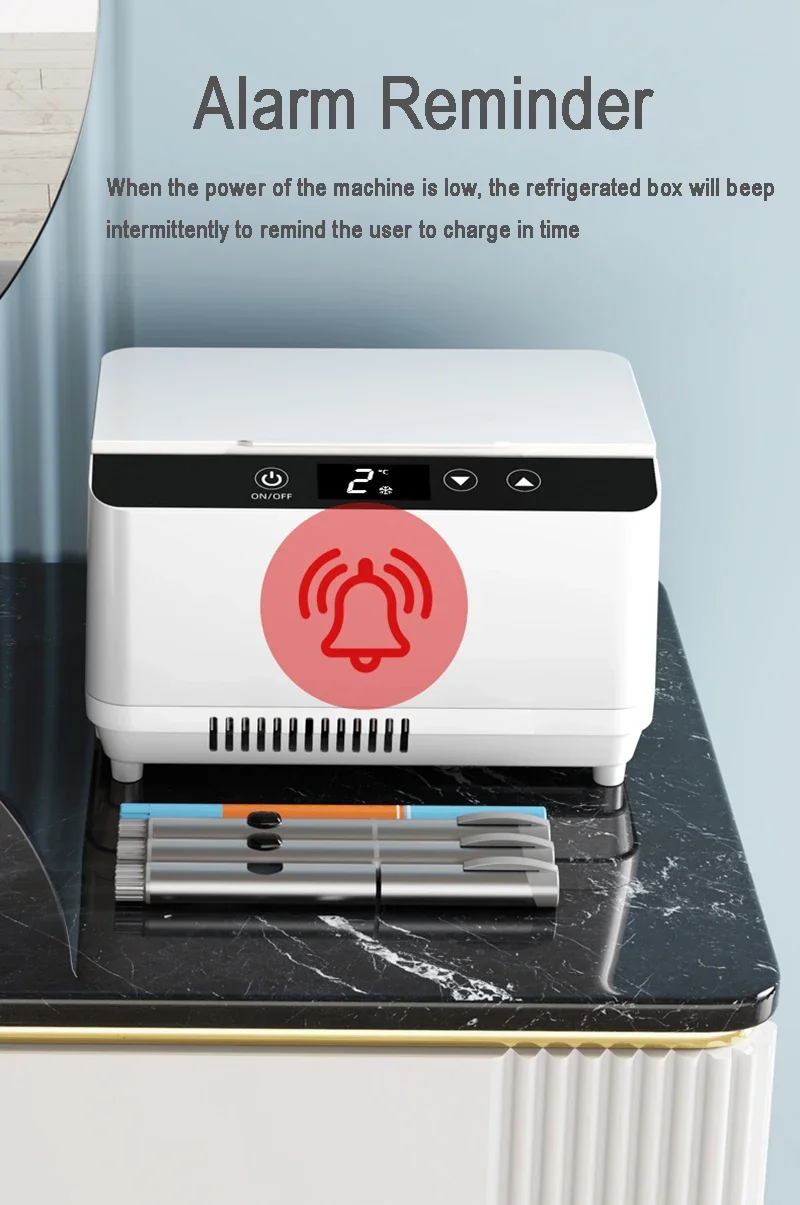Dispositivo di raffreddamento per insulina portatile - Frigo medico ricaricabile per diabetici con doppio contenitore e custodia da viaggio - M a temperatura controllata