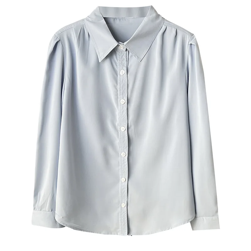 

2025 Spring New Women's Blouses Casual Fold Shoulder Professional Shirt 100 Kg Plus Size Top 2505