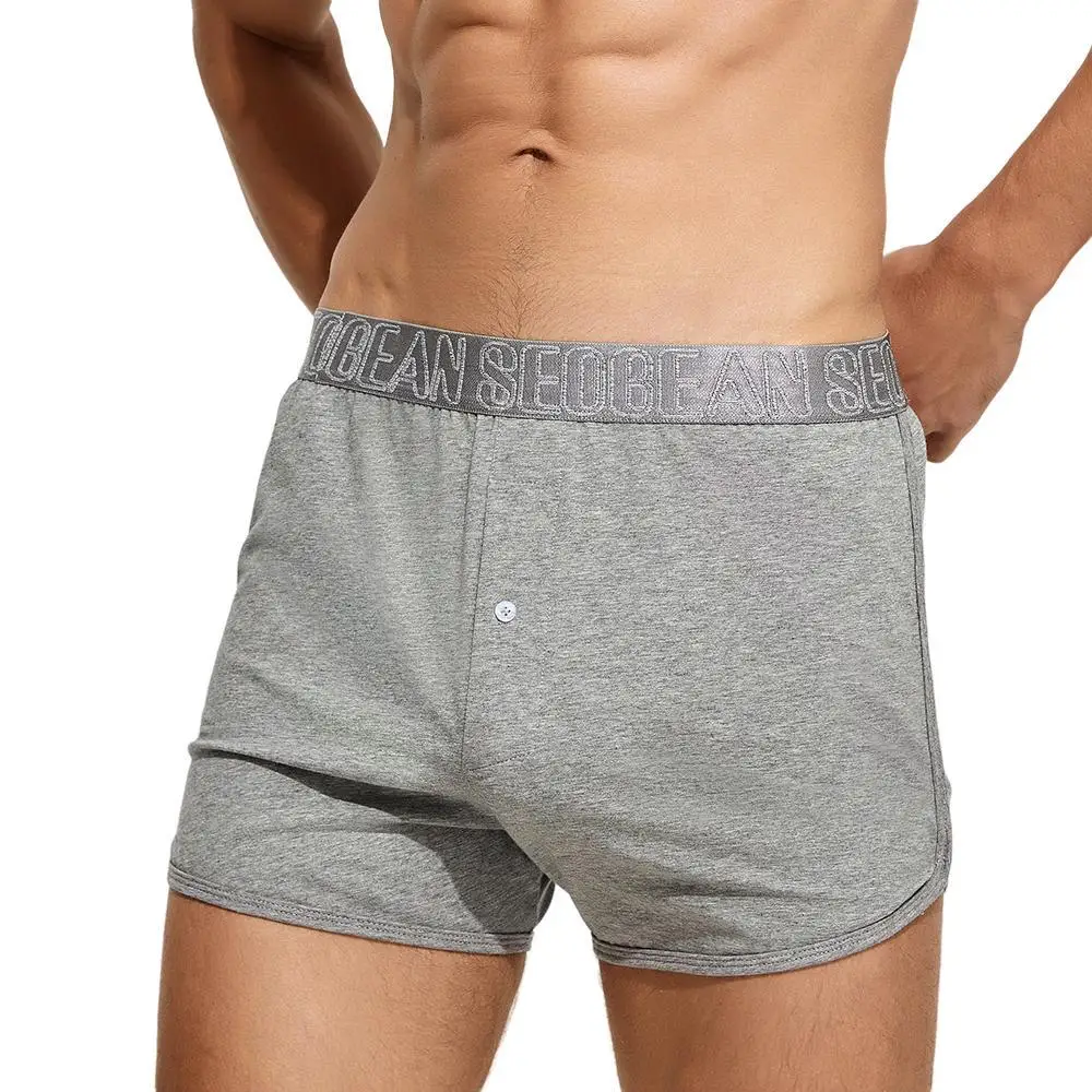 SEOBEAN-Short de Nuit en Coton pour Homme, Pyjama Confortable et Respirant, Boxer Doux, Bas de Sommeil