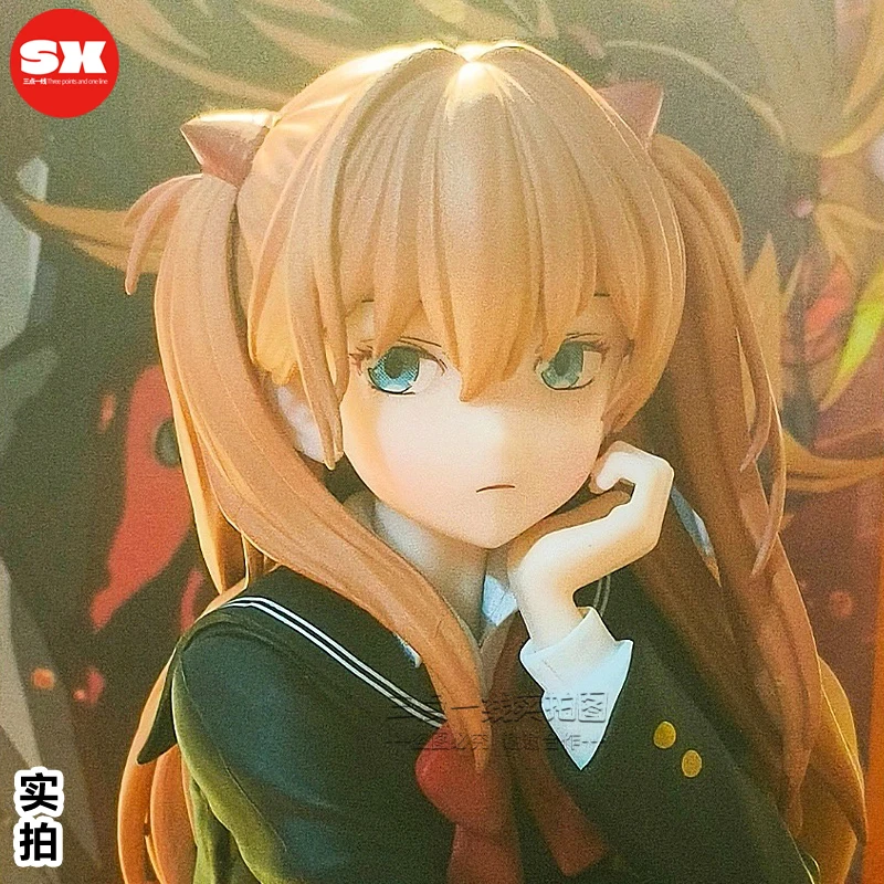 Figurka Asuki w stylu akademickim, siedząca na kolanach, dwuwymiarowa piękna dziewczyna, model animacyjny, ozdoba na biurko, prezent.