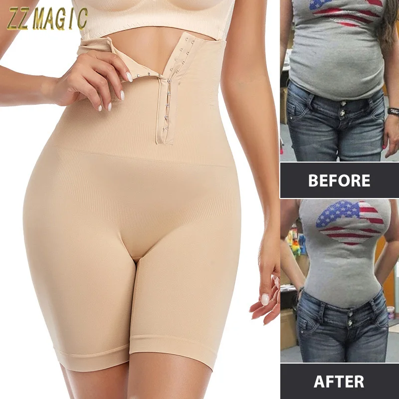 Women Firm Tummy Control with Hook Butt Lifter Shapewear Panties High Waist Body Shaper Shorts Female Post Surgery Slimming faja