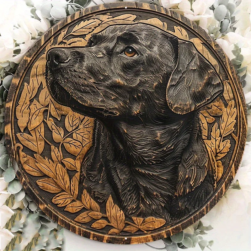 

Round Black Labrador Aluminum Metal Sign, Wall Art, Unique Home Decor, Pet Lover Gift, Indoor and Outdoor Use, 8x8in, 1PC