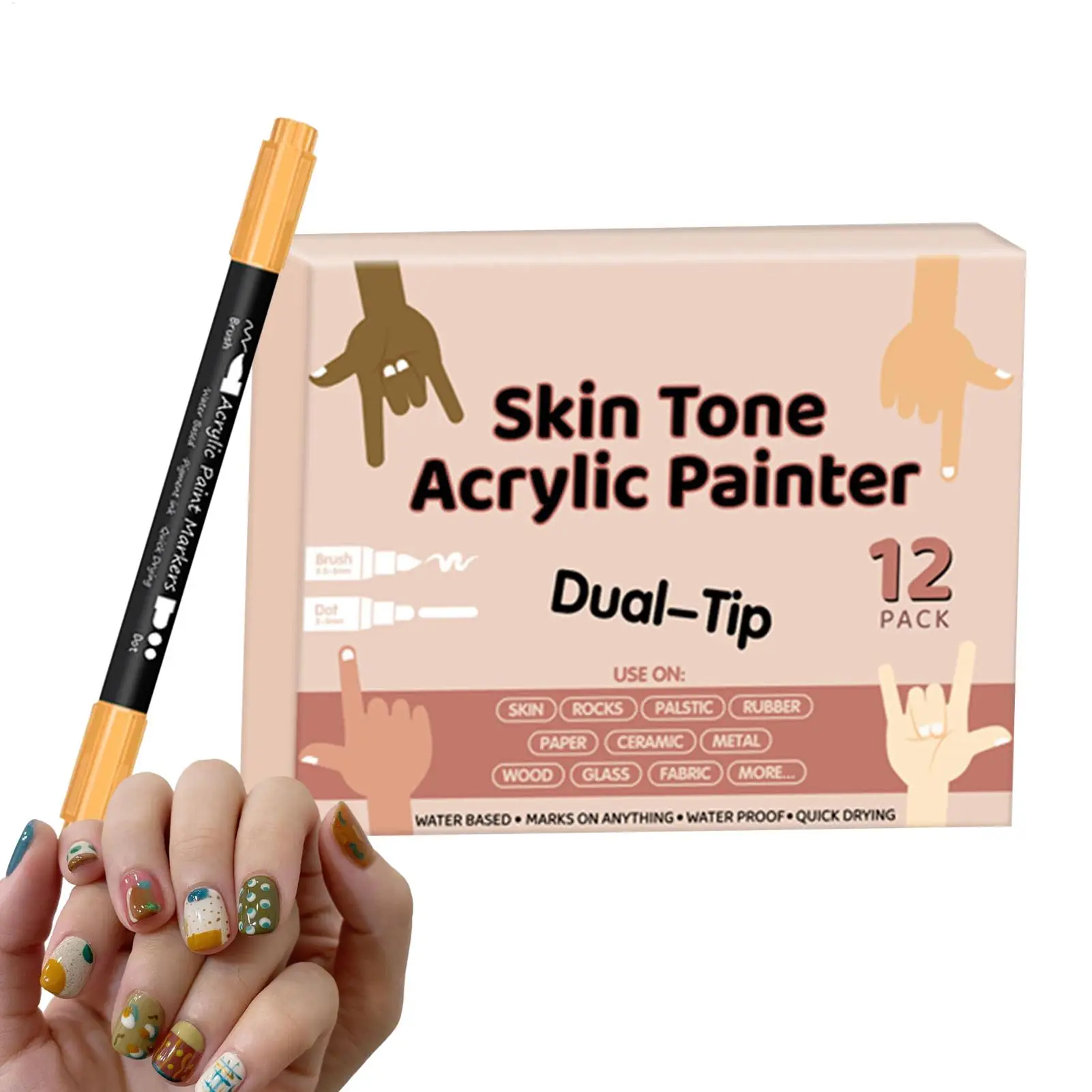 Nail Arts Graffiti Pen Body Painting Graffiti Skin Color Water-based Pen Dot Flower Hook Line Waterproof Acrylic Pigment Pen