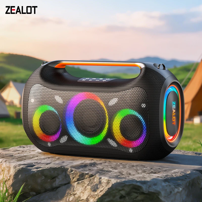 Outdoor Waterproof Bluetooth Speaker ZEALOT ZE51 250W Heavy Bass 48000mAh Large Capacity Battery Color RGB Light Wireless Portab