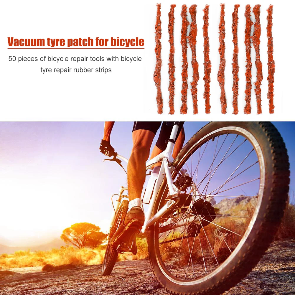 50pcs Tire Puncture Plug Brown Tire Repair Seal String 1.5x50mm Cycling Accessories for Road Mountain Bikes for Bicycle Tires