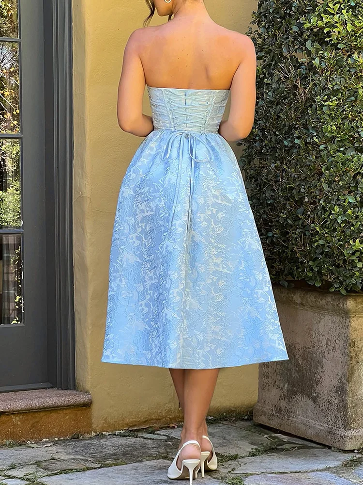 Elegante backless a-lijn satijnen lange jurk witte jacquard taille wrap mini-jurken vrouwen off-shoulder sexy feestavond vestidos