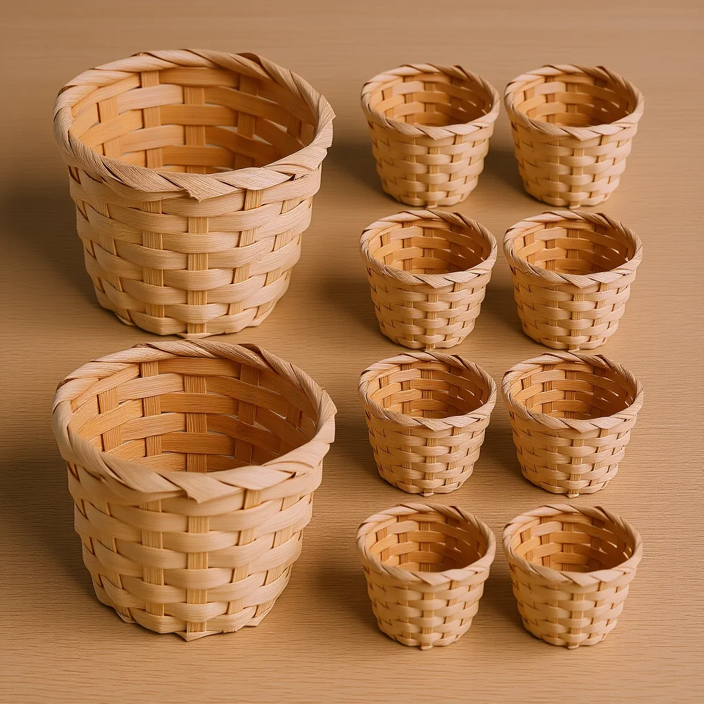 

10pcs Small Woven Wicker Basket for Indoor Storage Handmade Fruit Basket Home Decor Artificial Flower Organizer Portable