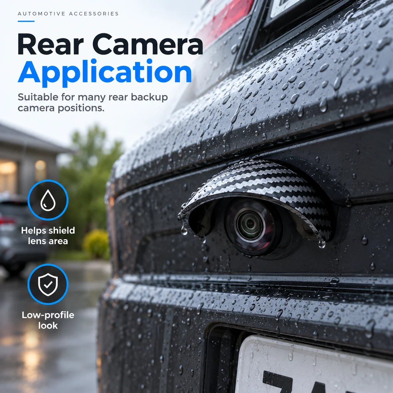 Car Rear‑View Camera Rain Shield, Soft PVC Sun Shade Cover, Waterproof Protector Hood for Reversing Backup Camera, Car Side