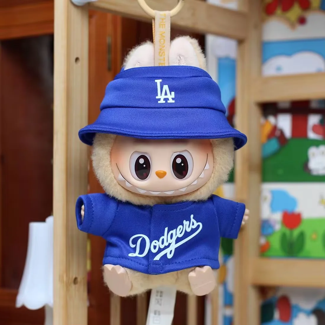 17 سنتيمتر ملابس دمى مناسبة ل labubu ، العلامة التجارية العصرية نفس القميص الرقمي الأزرق والأبيض مجموعة قبعات هدية للأطفال أو البالغين (لا دمية) #5