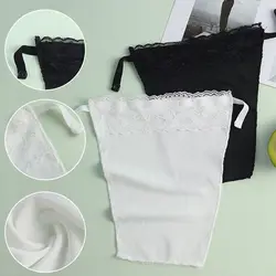 Women Lace Insert Wrapped Chest Overlay Invisible Panel Mock Camisole Anti-Exposure Summer Clip On Bra