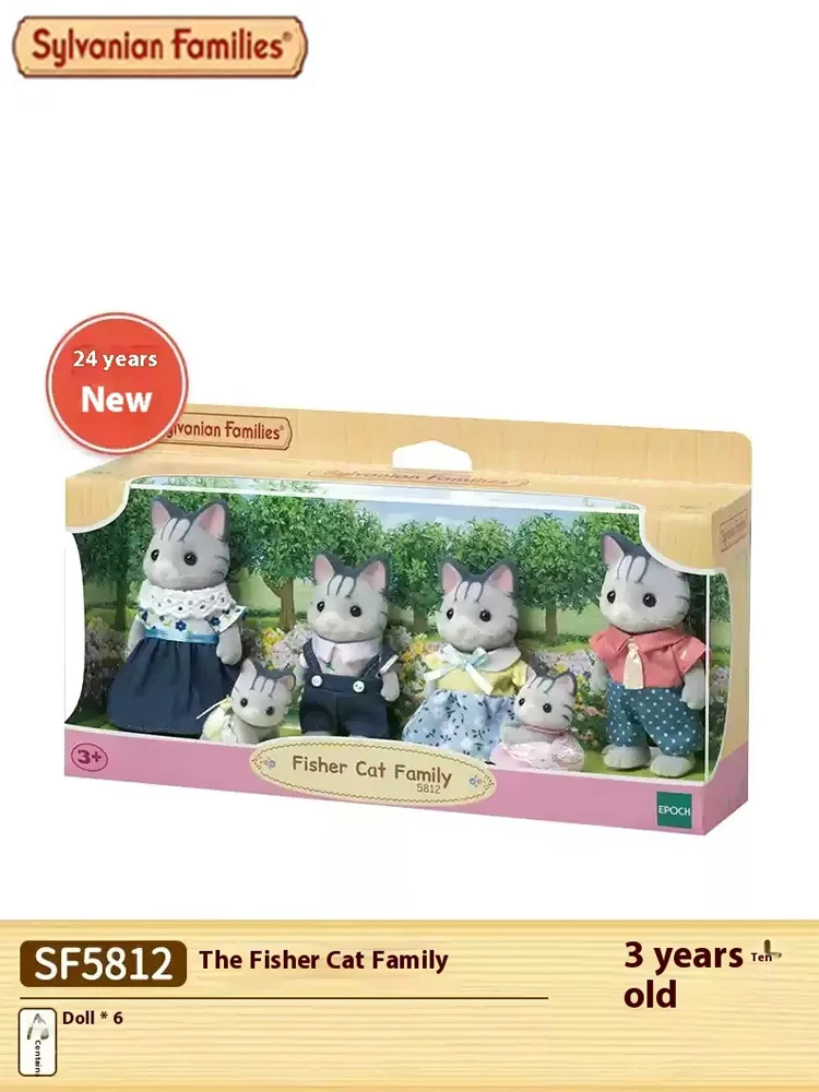 Original genuine product Sylvanian Families Anime Action Figures Fischer Cat Family Toys Kids Toy Birthday Gift Christmas presen