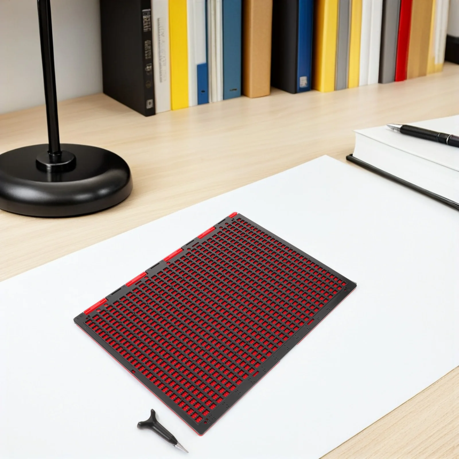 1Set Braille Writing Board Large Capacity 27 Lines 30-Cell Thick Plastic Portable Classroom Home Learning Aid Braille Writing