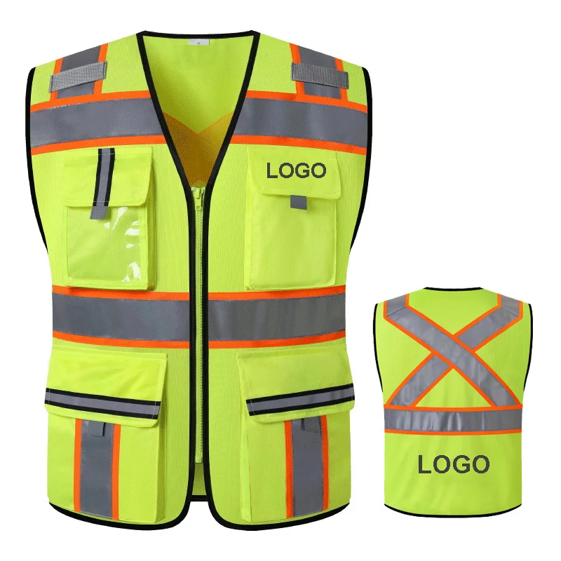 Hi Vis Vest with Logo S-3XL Safety Vest for Men for Work Customized Reflective Vest with Pockets High Visibility Vest