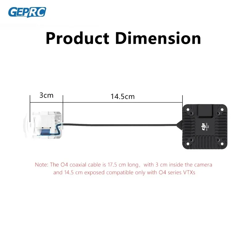 สายโคแอกเชียล GEPRC O4 Air Unit 20 ซม. - อุปกรณ์เสริมระบบดิจิตอล FPV สำหรับโดรนแข่งและโดรนฟรีสไตล์ อะไหล่ DIY