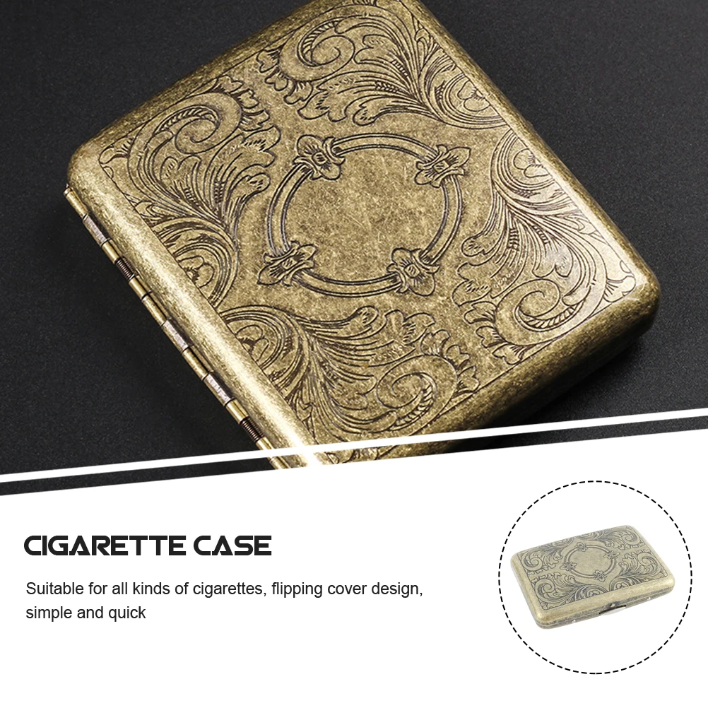 

Retro Box Stainless Portable Container Flipping Cover Protective Cigarette Holder Cigarette Storage Case Durable