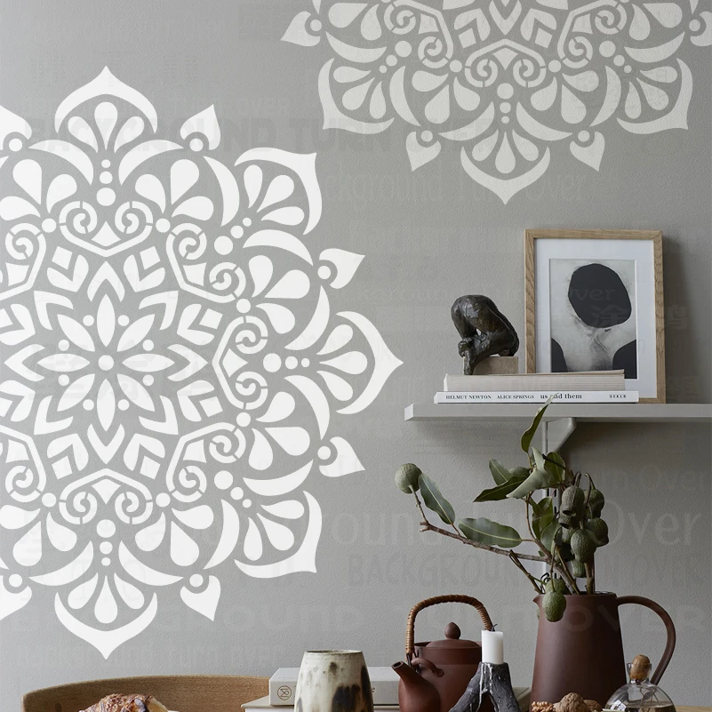 

40cm - 80cm Stencil Wall For Painting Decor Template Furniture Makers Decorative To Paint Putty Brick Round Flower Mandala S309