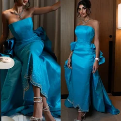 Customized Exquisite Fashion Strapless Watteau Sheath Ball gown Prom Dresses Paillette / Sequins Taffeta Anke length High qualit