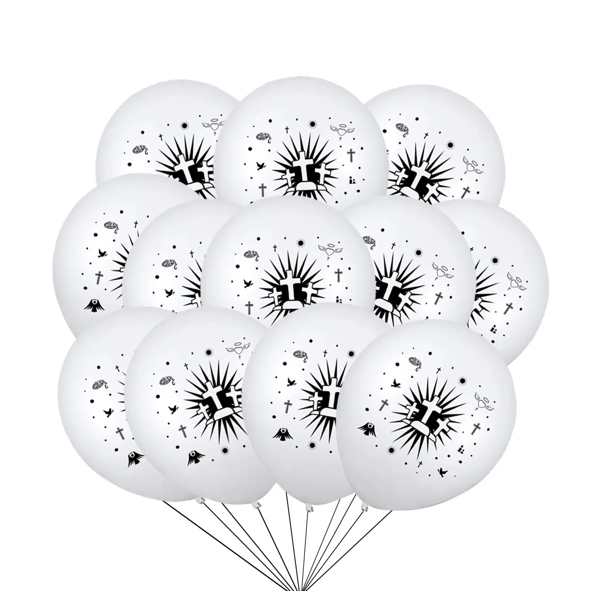 White Memorial Funeral Latex Balloon Anniversary Black Match Set Anniversary Theme Latex Balloon