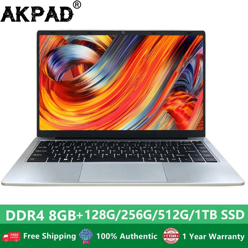 Intel laptop 14.1 inci RAM 8GB DDR4 ROM 128GB 256GB SSD Windows 10 Pro Inte laptop portabel Intel lapto Notebook Quad Core