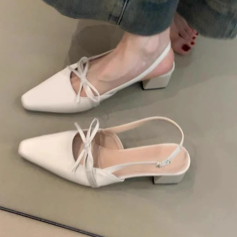 

Повседневная обувь 2024, женские шлепанцы на квадратном каблуке, шлепанцы с закрытым носком, роскошные скандальные тапочки на высоком квадратном каблуке, повседневная обувь