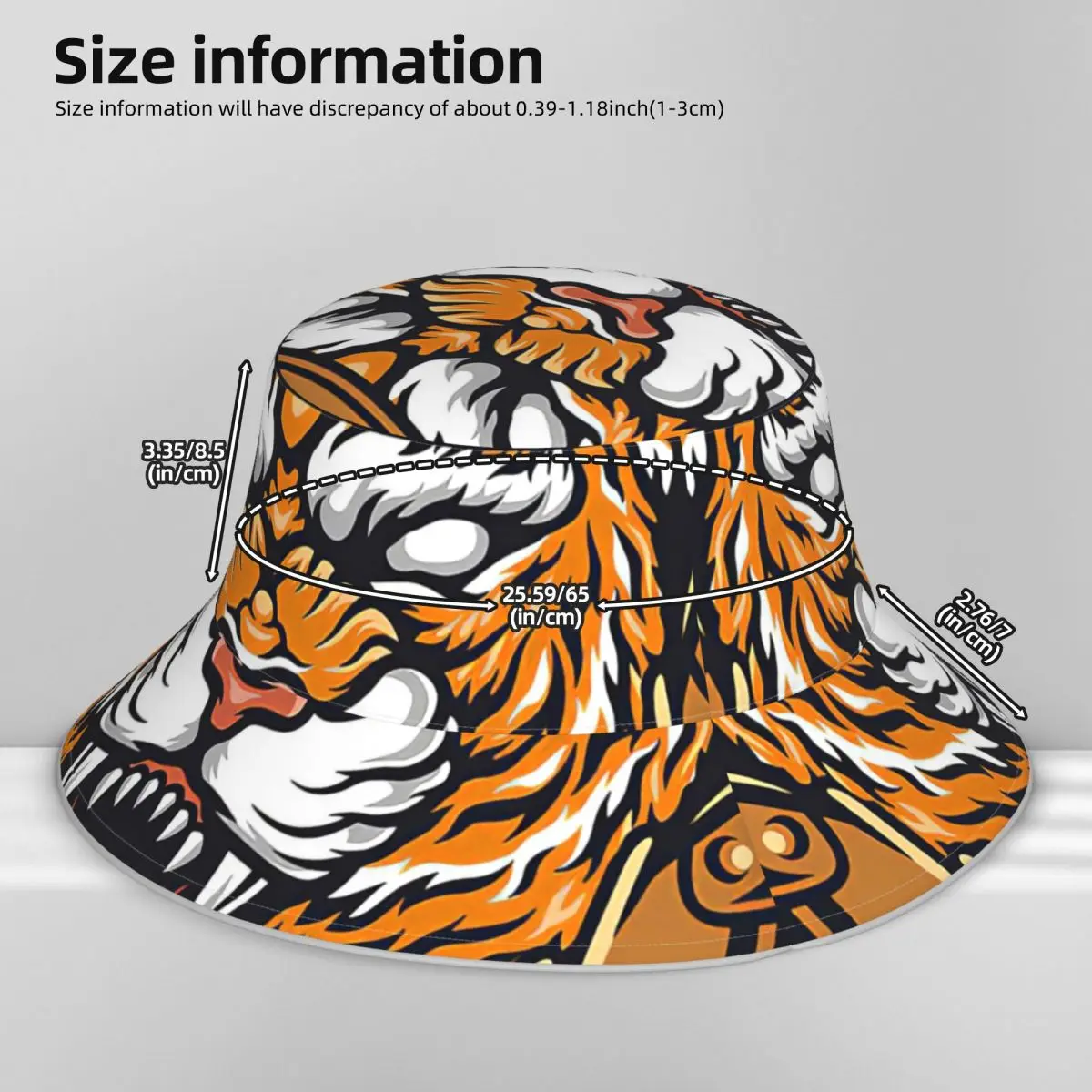 Topi Ember Reflektif Harimau Harimau Topi Ember Pria Wanita Topi Pantai Tabir Surya Luar Ruangan Topi Memancing Mendaki Matahari