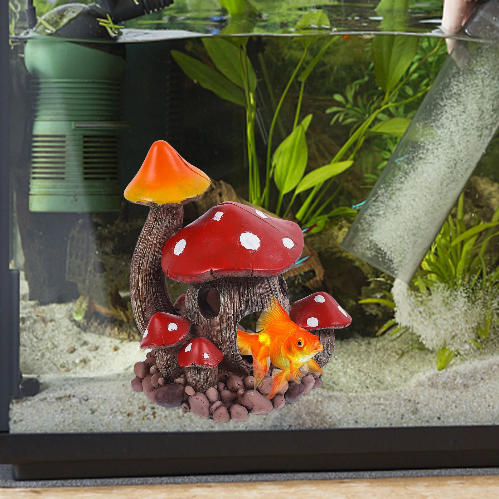 

Mushroom Hideout for Fish Tank Resin Aquarium Cave Shelter Decor Freshwater Fish Breeding Landscape Ornament