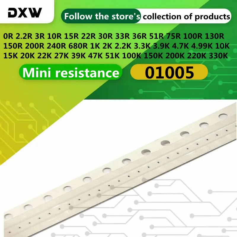 100PCS/Lot 01005 Resistor  0 10  22  51 100 33 150 200Ohm 1k 2k 4.7K 10k 15k 20k 22k 47k 51k 100K 200K  510K 1M 4G 4S 5 5S 5C 6p