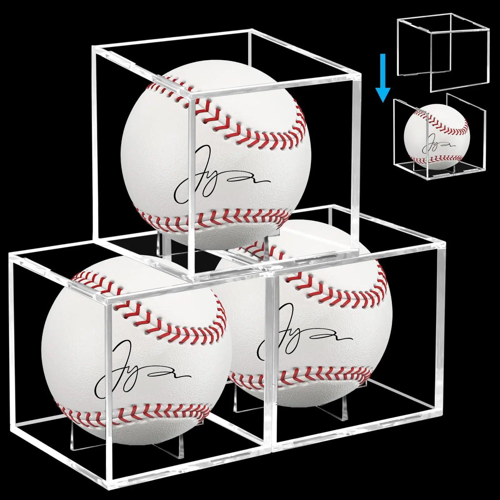 

Baseball Display Case Acrylic Clear Baseball Holder Square Cube Ball Protector Memorabilia Autograph Display Box for Baseball