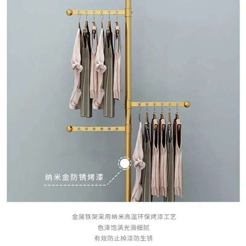 Custom. [High-End Anti-Rust] New Simple Thickening Clothes Hanger Marble Coat Rack Bedroom and Household Clothes Rack Double-Lay