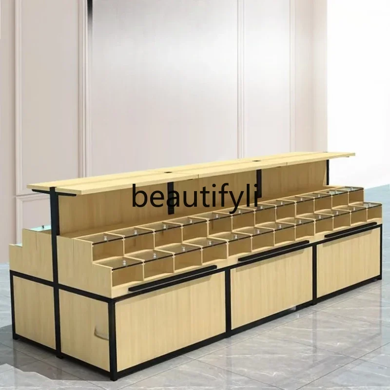 02Supermarket grains display cabinet, fried goods Zhongdao cabinet convenience store, dried fruit steel and wood shelves