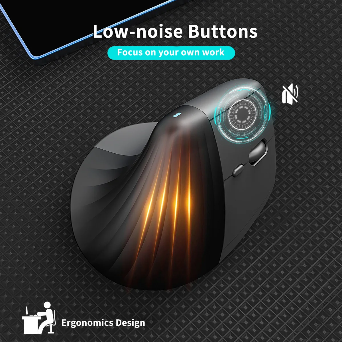 Wireless Dual-mode Vertical Mosue 2.4G BT Connection Ergonomics Design Low Noise Button Rechargeable Wide Compatible Office Use