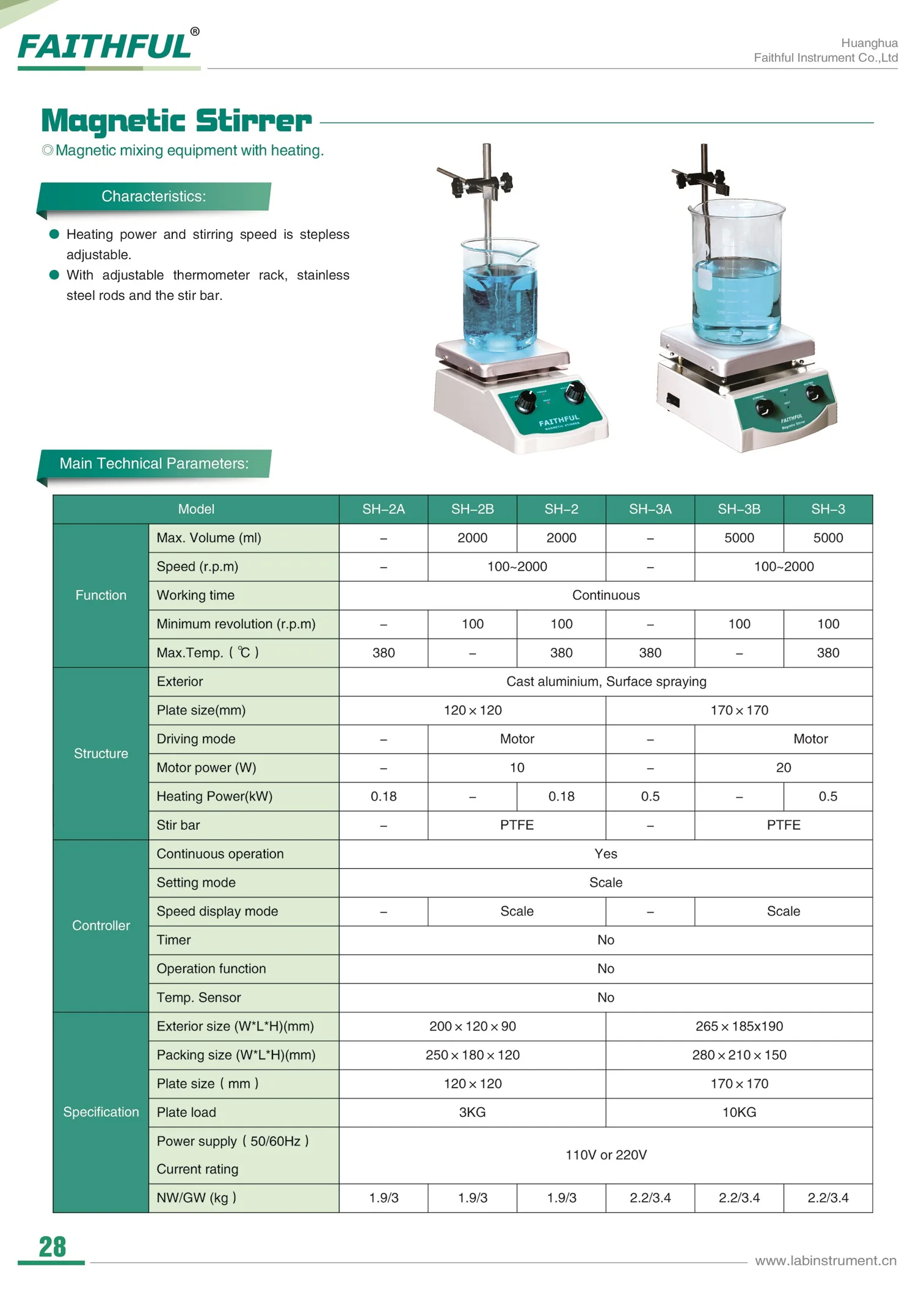 SH-2 100-2000rpm 2000ml Aluminium Hot Plate  Hotplate Magnetic Heating Stirrer