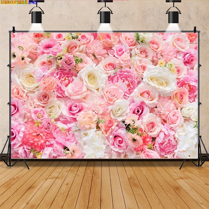 

Vinyl Custom Happy Valentine's Day Photography Backdrops Romantic Flower Roses Birthday Decor Balloons Photo Background RQ-67