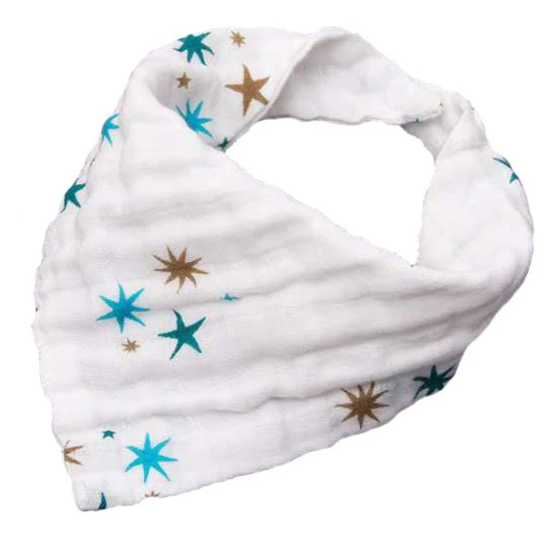 

Triangle Baby Drool Bib - Soft Cartoon Print Snap-On Towel for Infants with Pleated Design