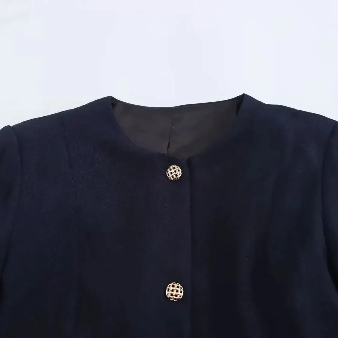 المرأة الأنيقة الفرنسية الصلبة الحلل المرأة بدلة معطف جولة الرقبة نمط جديد في سترة للنساء الملابس ملابس خارجية 2407594 #3