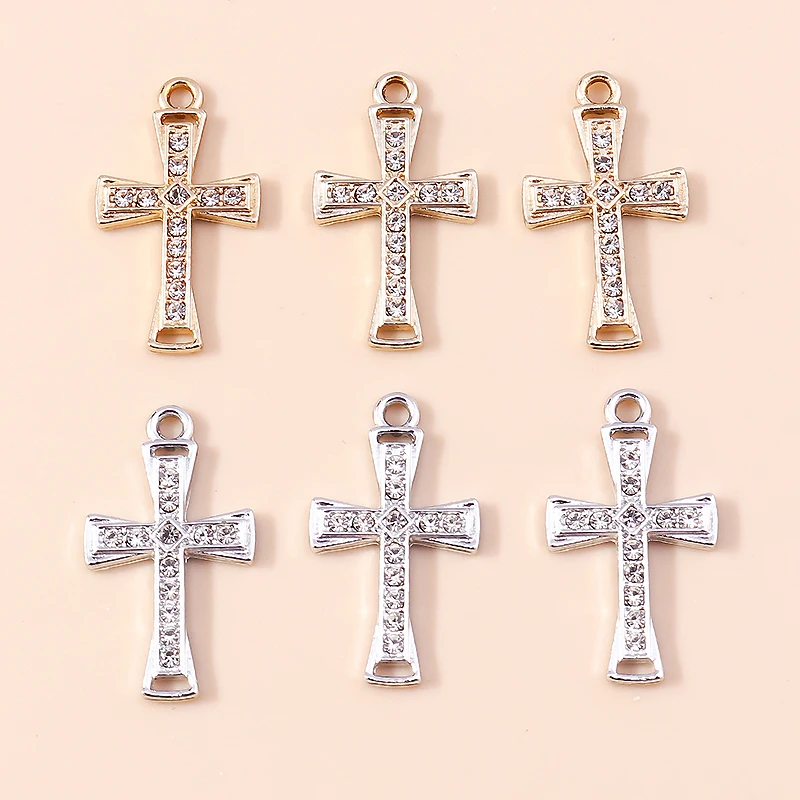 10pcs Luxury Gold Silver Color Cross Charms for Jewelry Making Handmade Crosses Pendant Necklace Keychain Diy Jewelry Findings