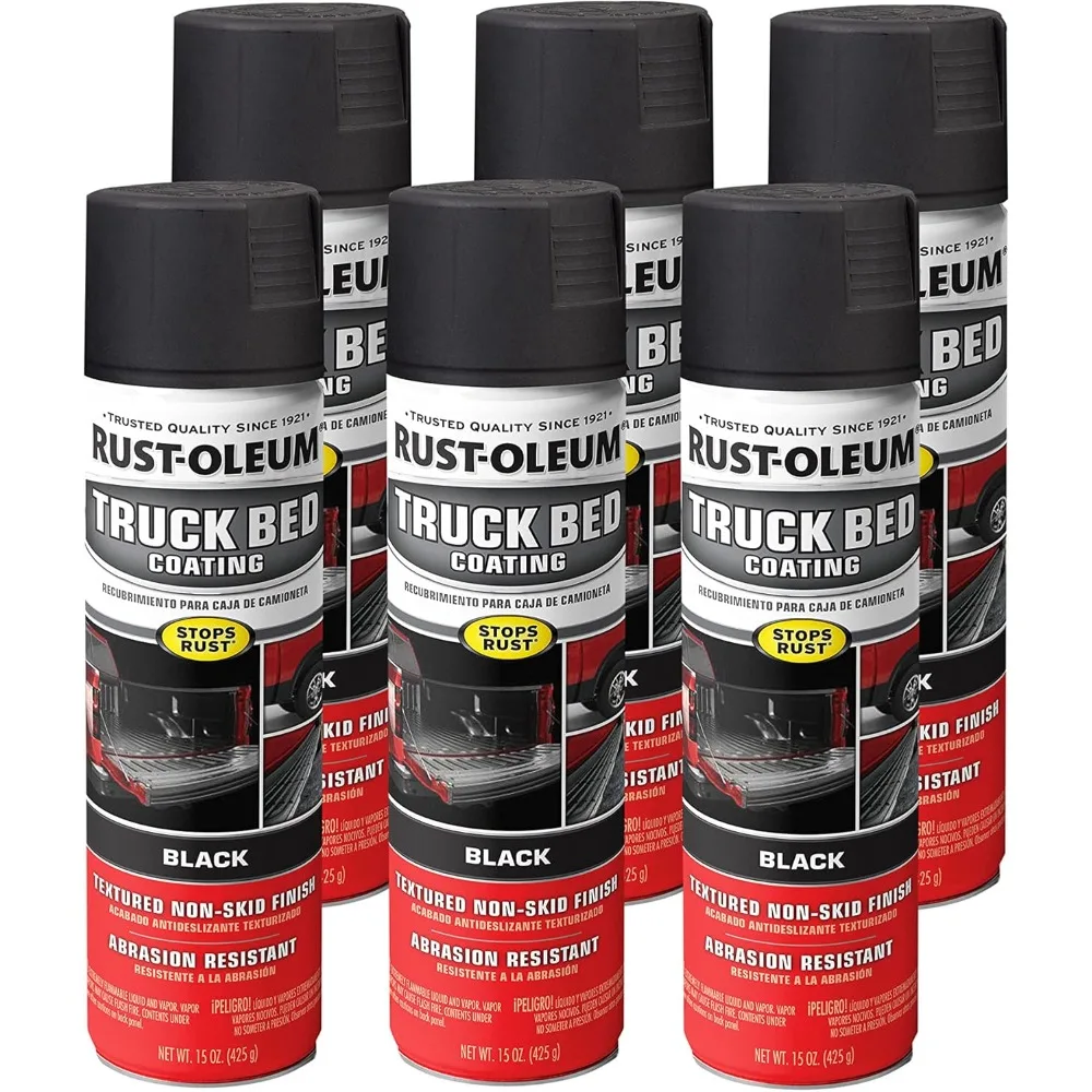 248914-6PK Stops Rust Truck Bed Coating Spray Paint, 15 oz, Black, 6 Pack