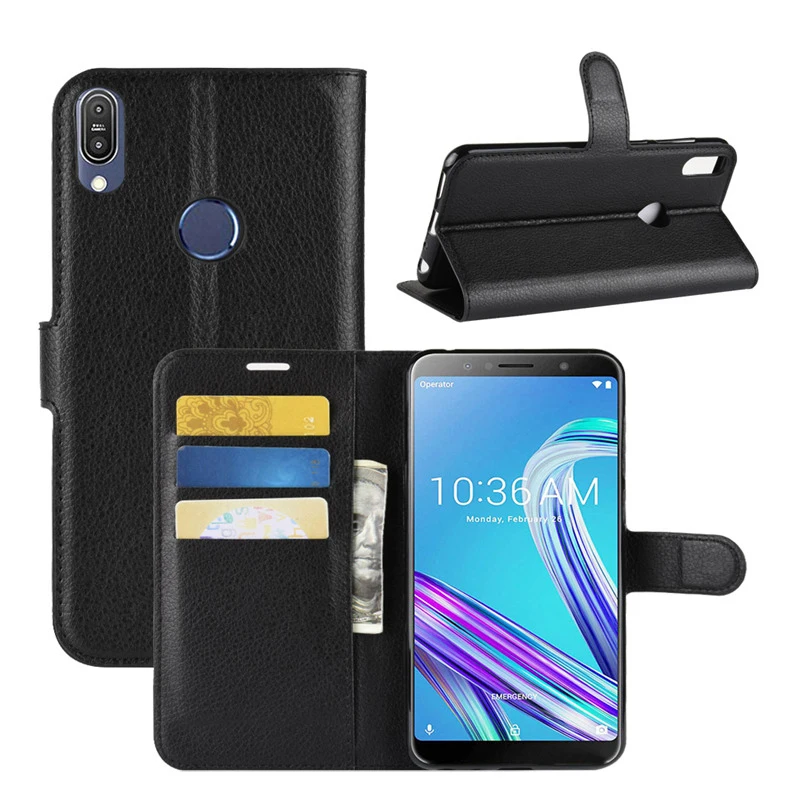 حافظة لهاتف Asus Zenfone Max Pro M1 ZB601KL/ZB602KL حافظة هاتف جلدية قابلة للطي محفظة جلدية غطاء حامل Filp