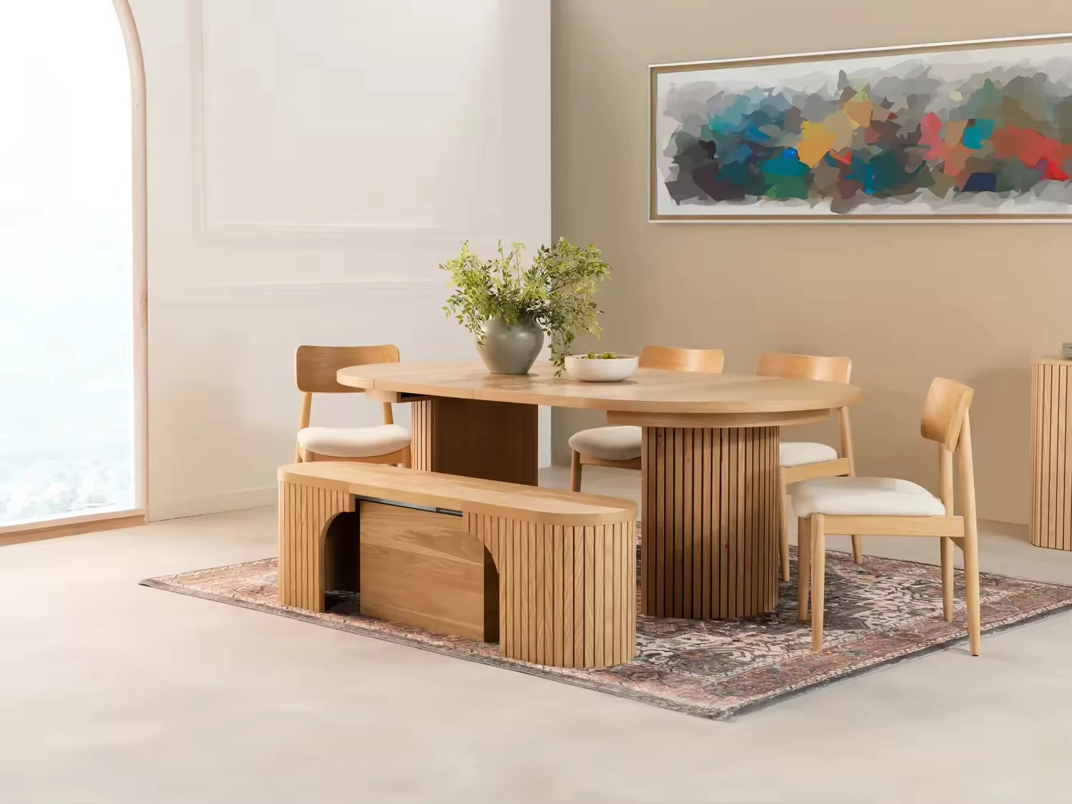 Factory Custom Modern Luxury Simple Dining Table Retractable Foldable Design Accessible Negotiation Features Exports Solid Wood