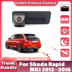 CCD HD AHD Fisheye Rear View Camera For Skoda Rapid MK1 2012 2013 2014 2015 2016 Car Trunk Handle Camera Reverse Parking Monitor