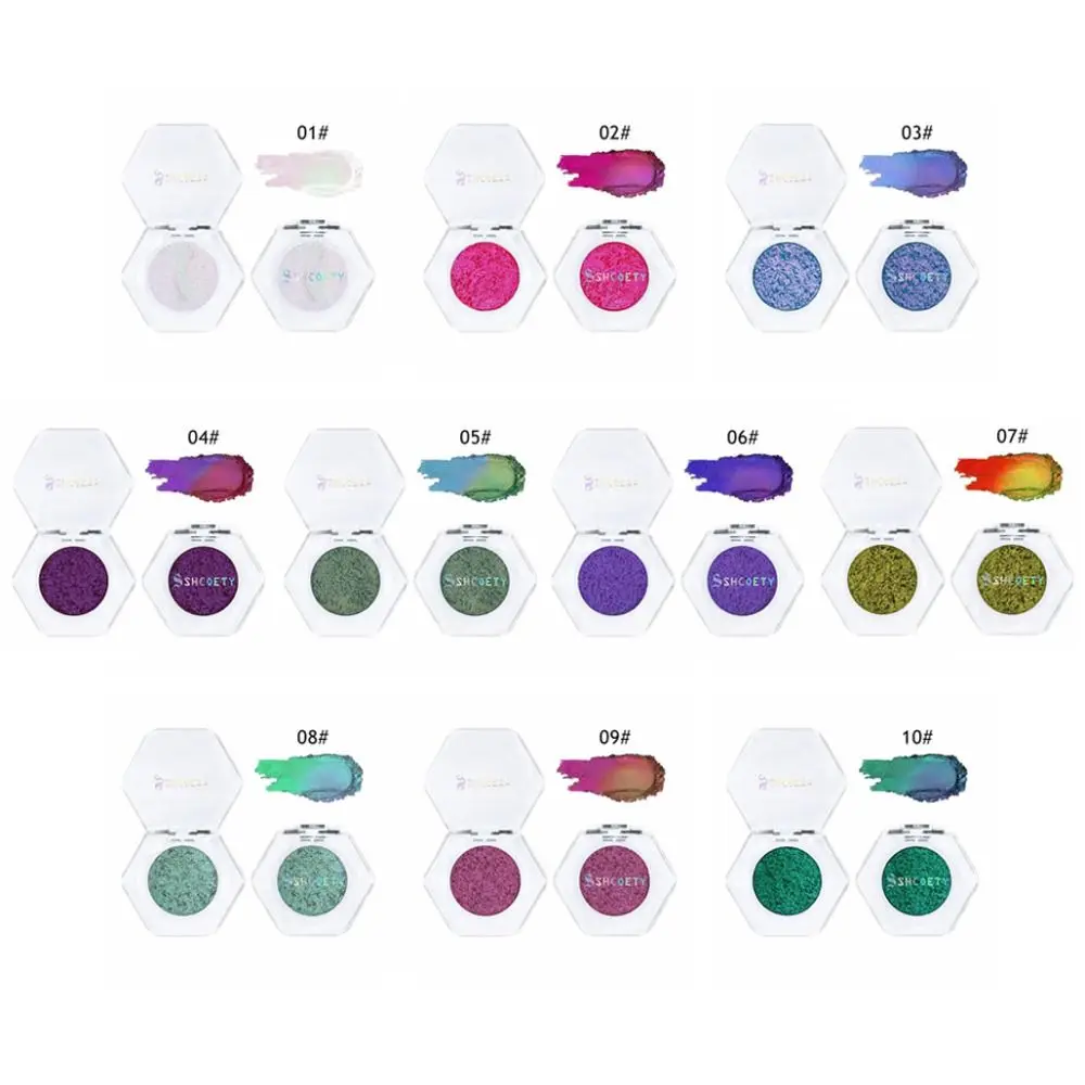 멀티 컬러 고광택 카멜레온 아이 섀도우 진주 빛 고급 샤이닝 글리터 아이 섀도우 플레이트 부드럽고 오래 지속